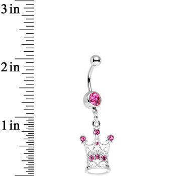 Pink Gem She Who Wears the Crown Dangle Belly Ring