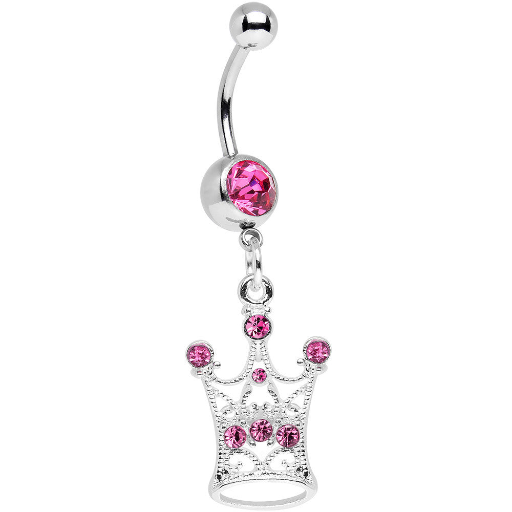 Pink Gem She Who Wears the Crown Dangle Belly Ring