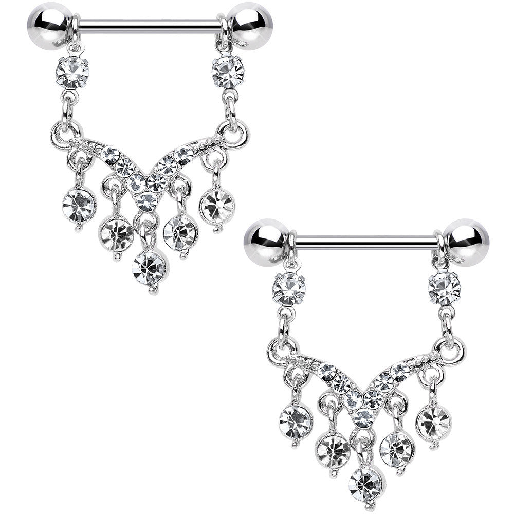 Clear Gem Victorian Vision Dangle Nipple Ring Set