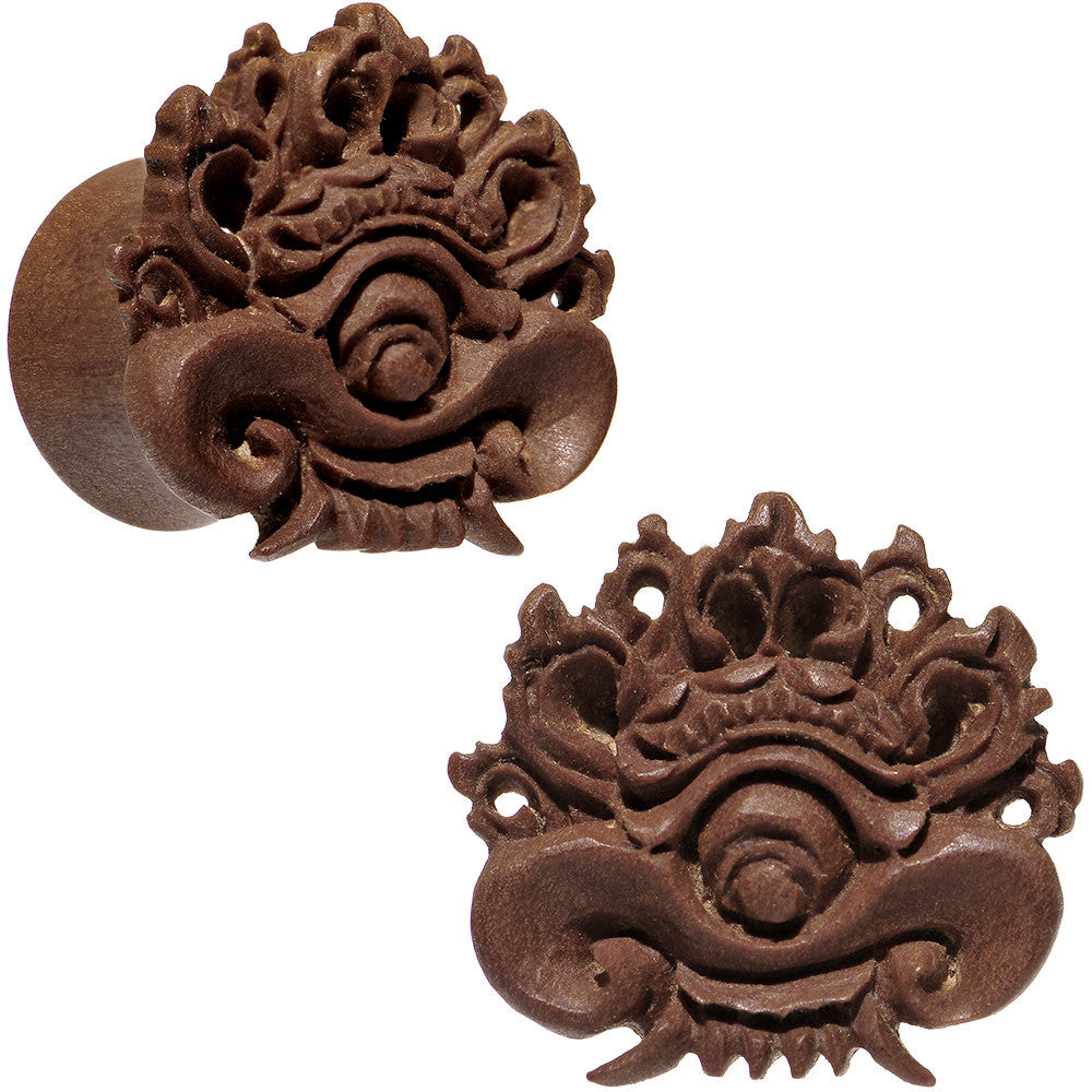5/8 Organic Wood Dark Magic Hand Carved Plug Set