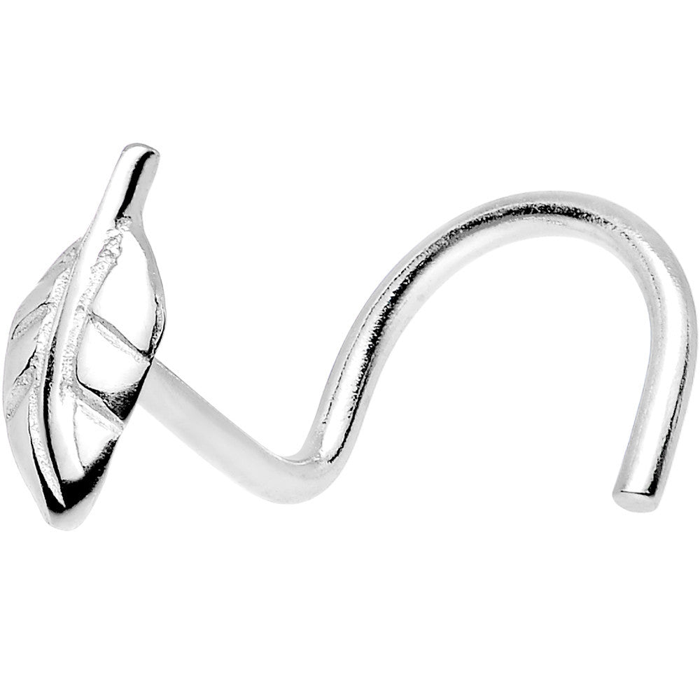 20G 14K Solid White Gold Leaf Nose Screw 5/16
