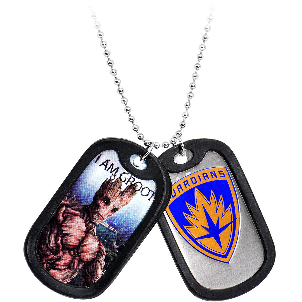 Licensed Steel Guardians and Groot Double Dog Tag Pendant Necklace