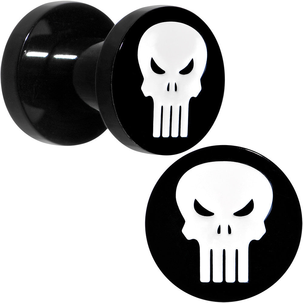 4G Black PVD Licensed The Punisher Logo Screw Fit Plug Set