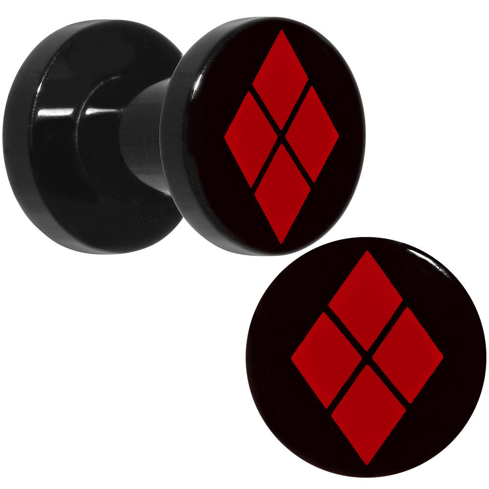 4G Black Acrylic Licensed Harley Quinn Logo Screw Fit Plug Set