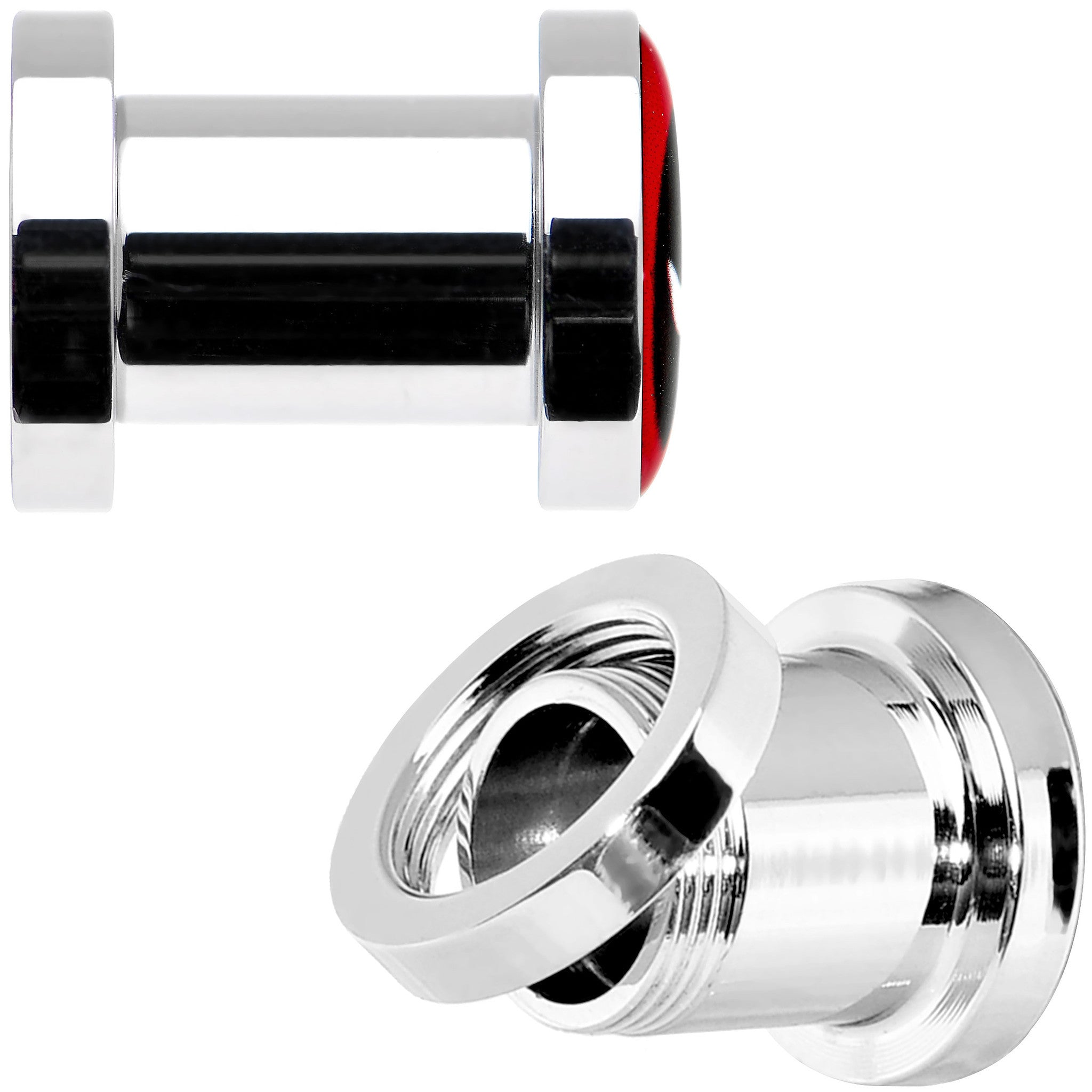 2G Stainless Steel Licensed Deadpool Logo Screw Fit Plug Set
