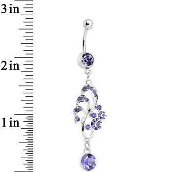 Purple Gem Summertime Drifting Leaf Dangle Belly Ring