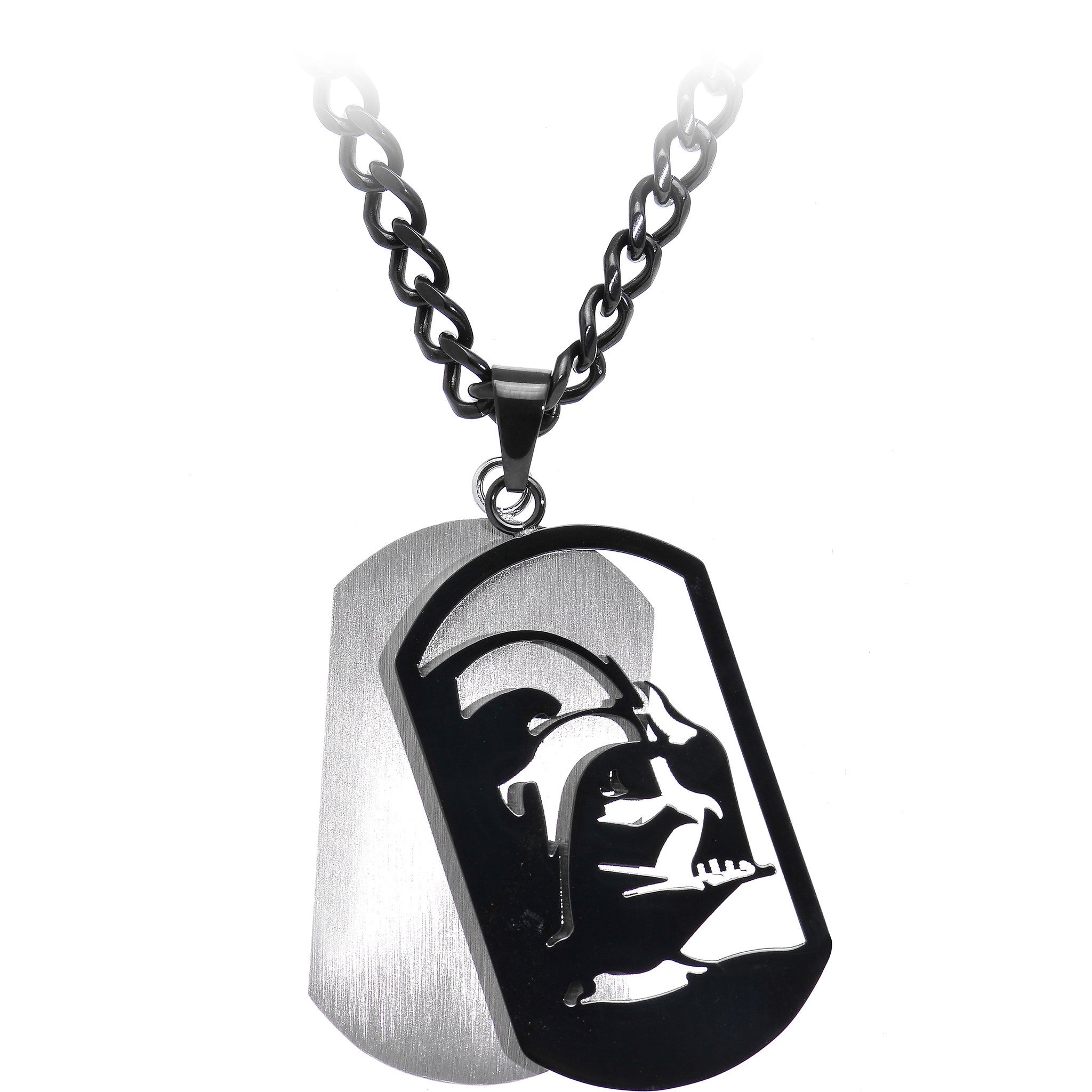 Licensed Black IP Star Wars Darth Vader Dog Tag Pendant Necklace