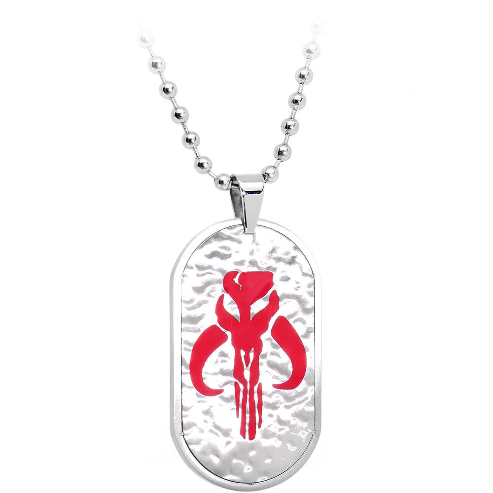 Licensed Steel Star Wars Mandalorian Symbol Dog Tag Pendant Necklace