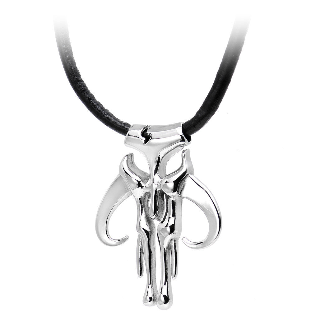 Licensed Steel Star Wars 3D Mandalorian Symbol Pendant Necklace