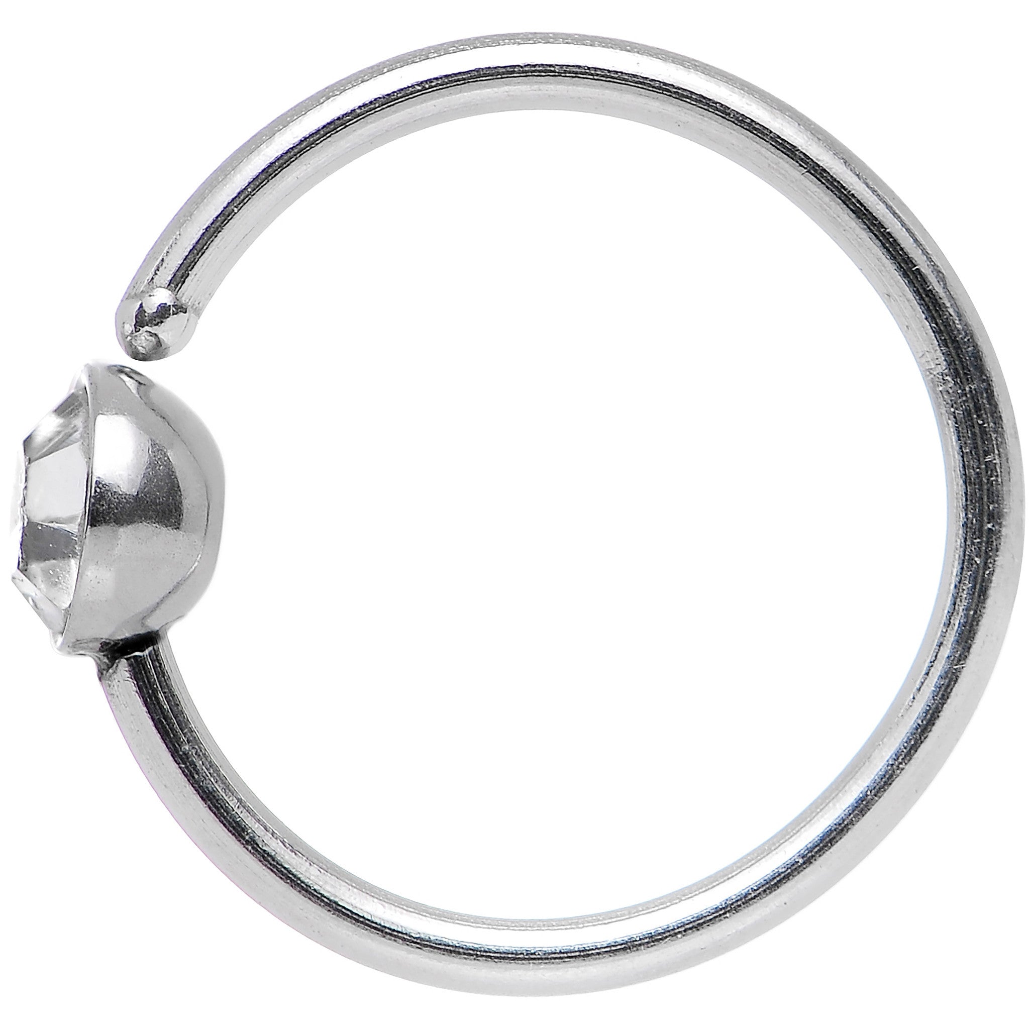 20G 5/16 Stainless Steel Bright Clear Gem Round Nose Hoop