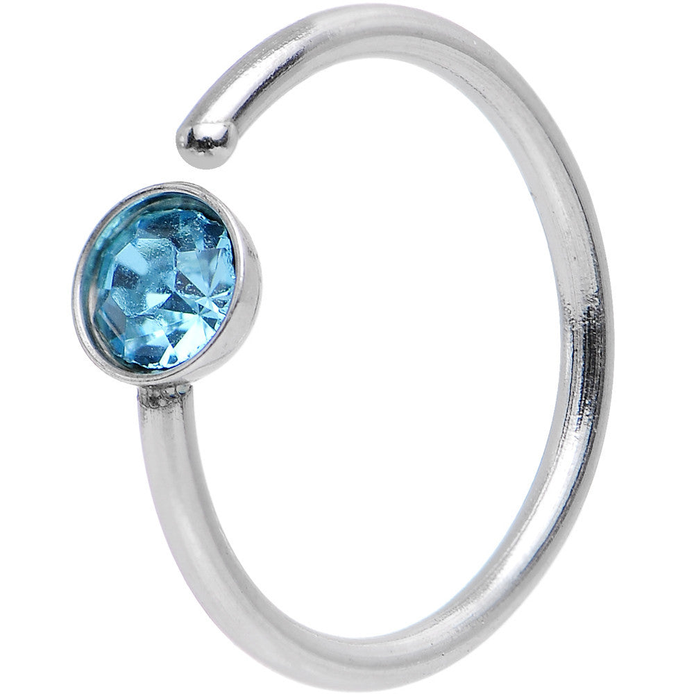 20G 5/16 Stainless Steel Bright Aqua Gem Round Nose Hoop