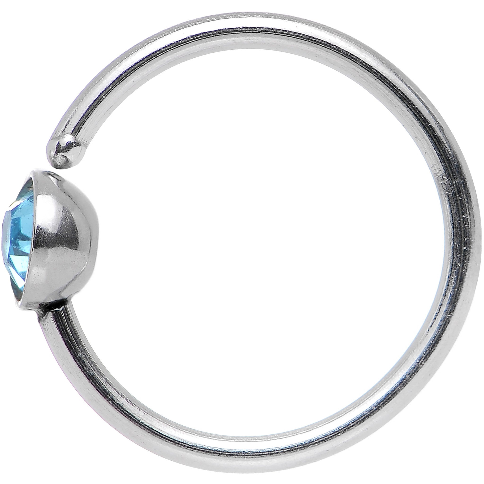 20G 5/16 Stainless Steel Bright Aqua Gem Round Nose Hoop