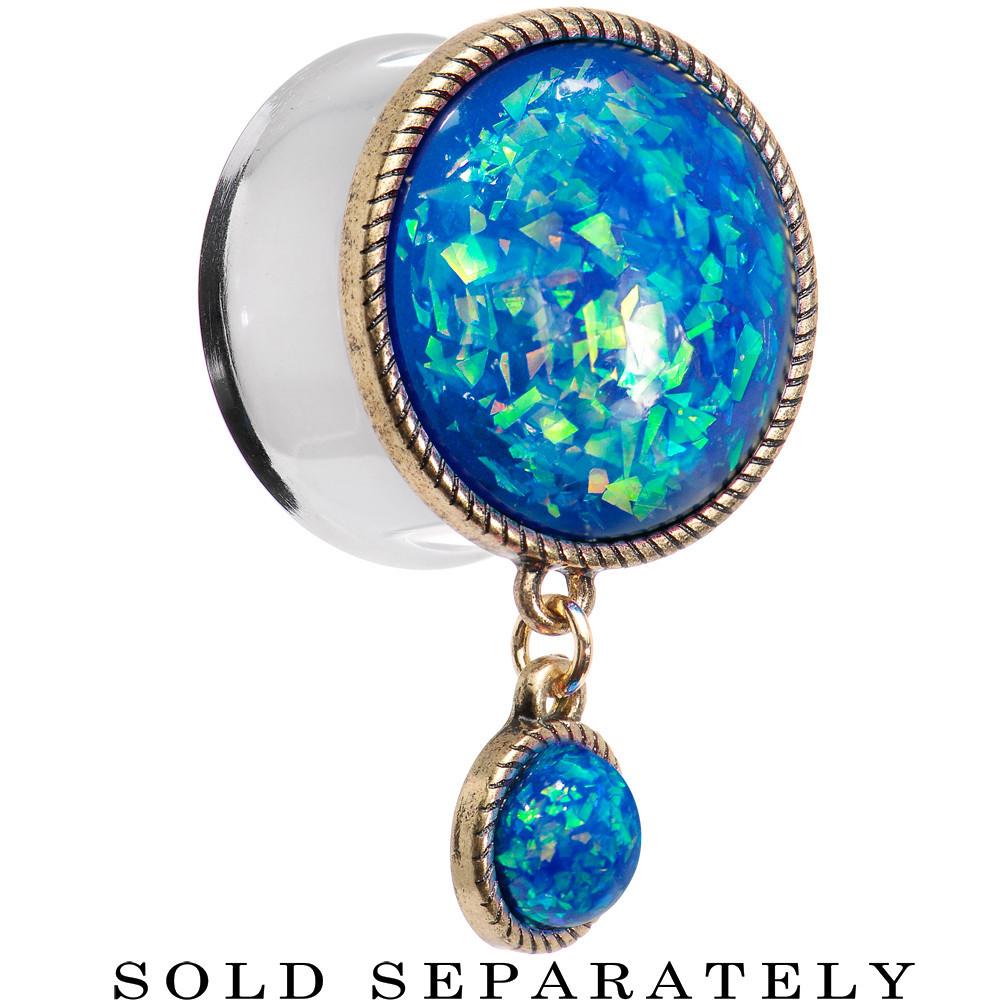 Double Aqua Imitation Opal Dangle Plug Sizes 5mm to 1 Inch