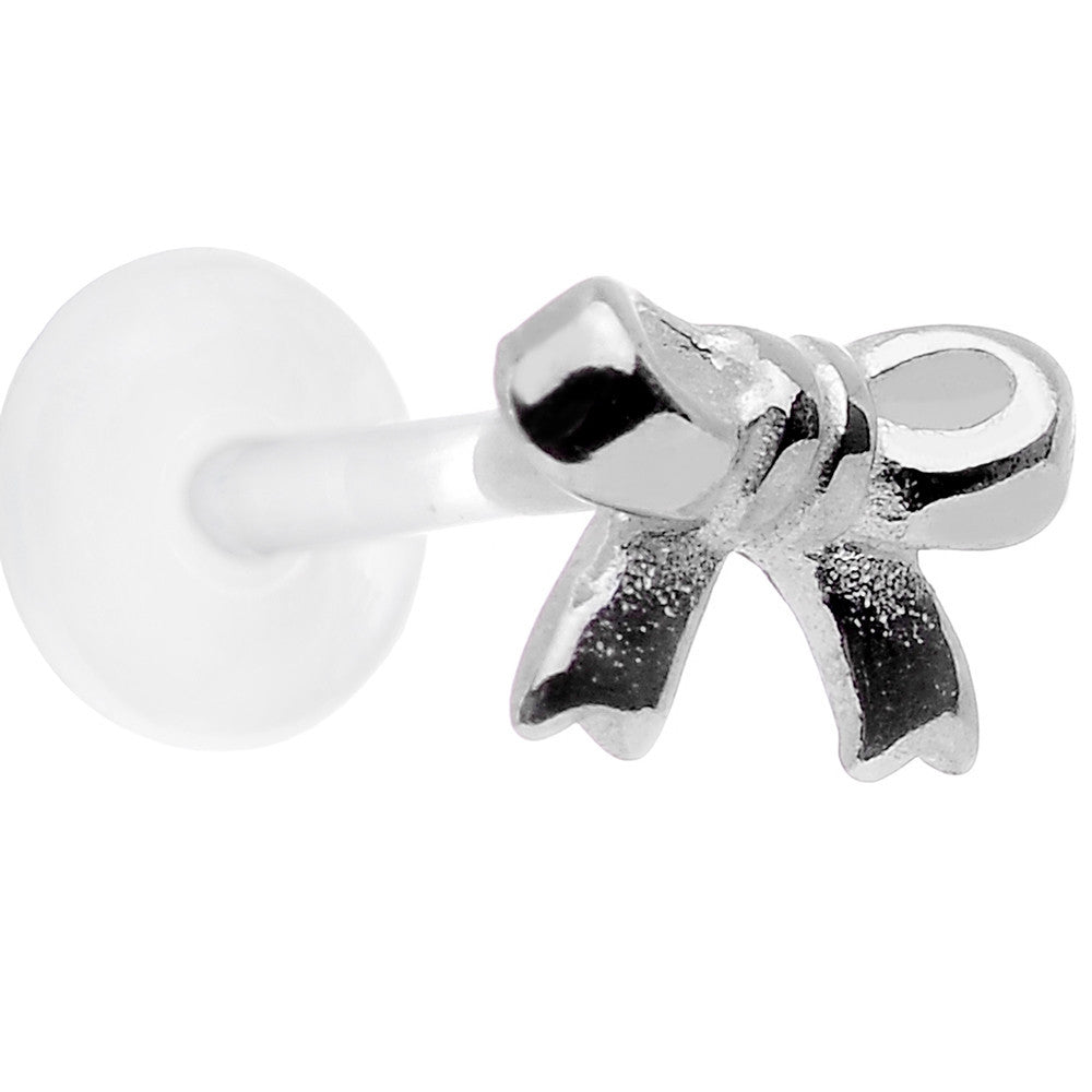 16G 5/16 925 Sterling Silver Ribbon Bow Push In Tragus Earring