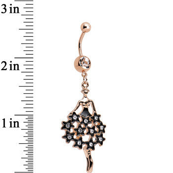 Clear Gem Rose Gold Plated Dancing Skirt of Stars Dangle Belly Ring