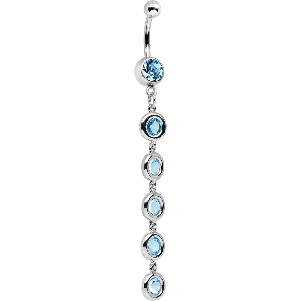 Aqua Gem Skinny Line Drop Dangle Belly Ring