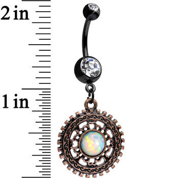 Clear Gem Imitation Opal Aztec Magic Dangle Belly Ring