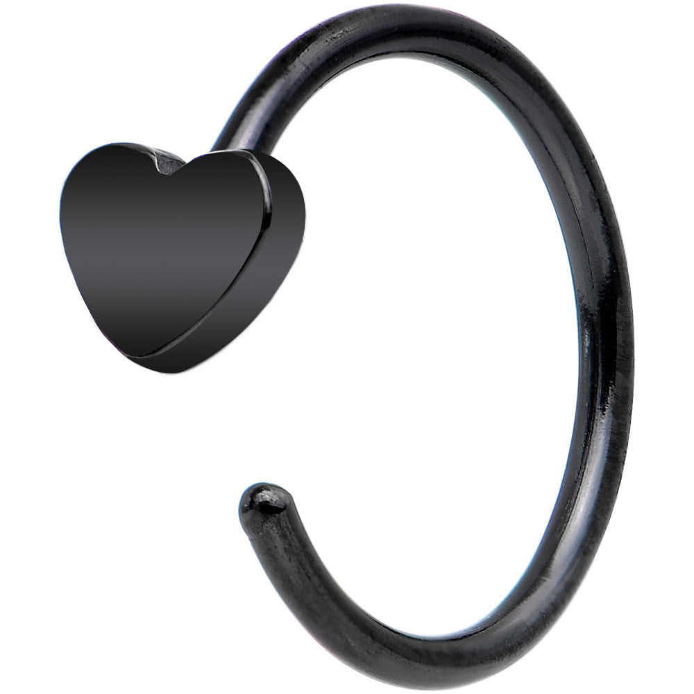 20G 5/16 Black IP Stainless Steel Darling Heart Nose Hoop