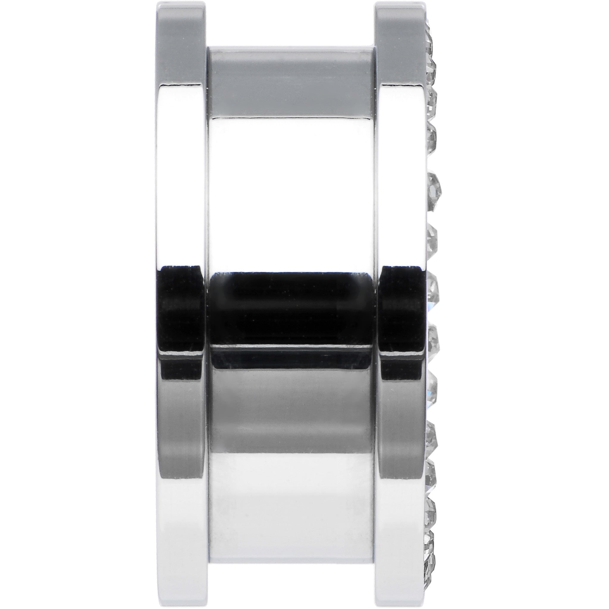 20mm Stainless Steel Clear Gem Pink Heart Tunnel Plug