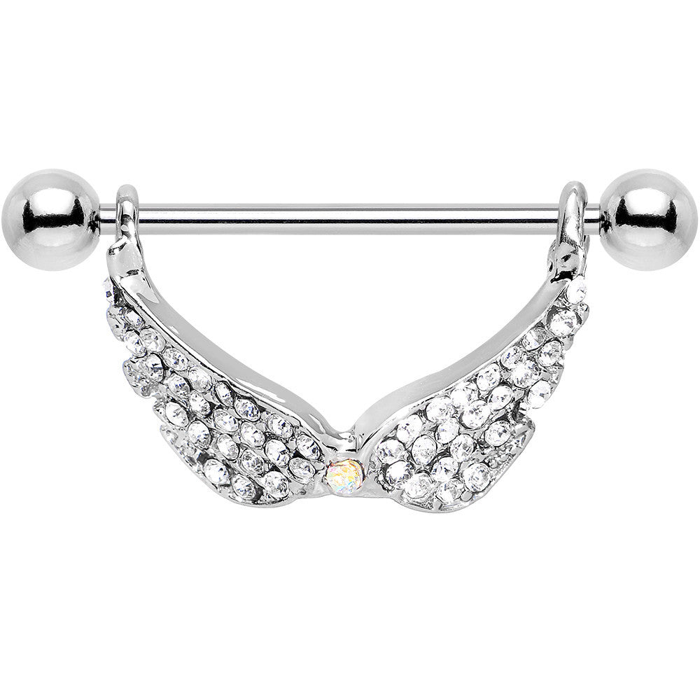 14G Mystical Gemmed Angel Wings Dangle Nipple Shield 24mm
