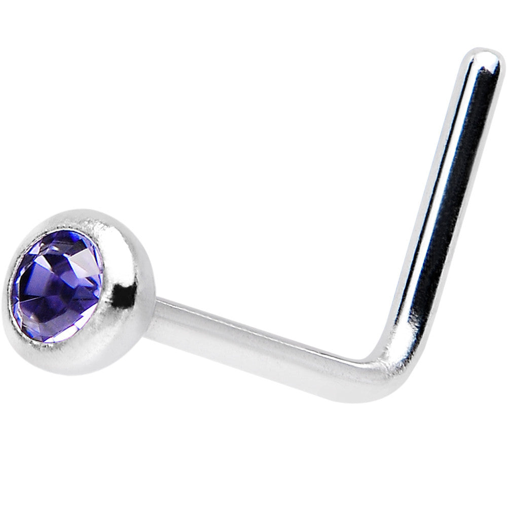 22G Tanzanite L-Shaped Nose Ring Created with Crystals