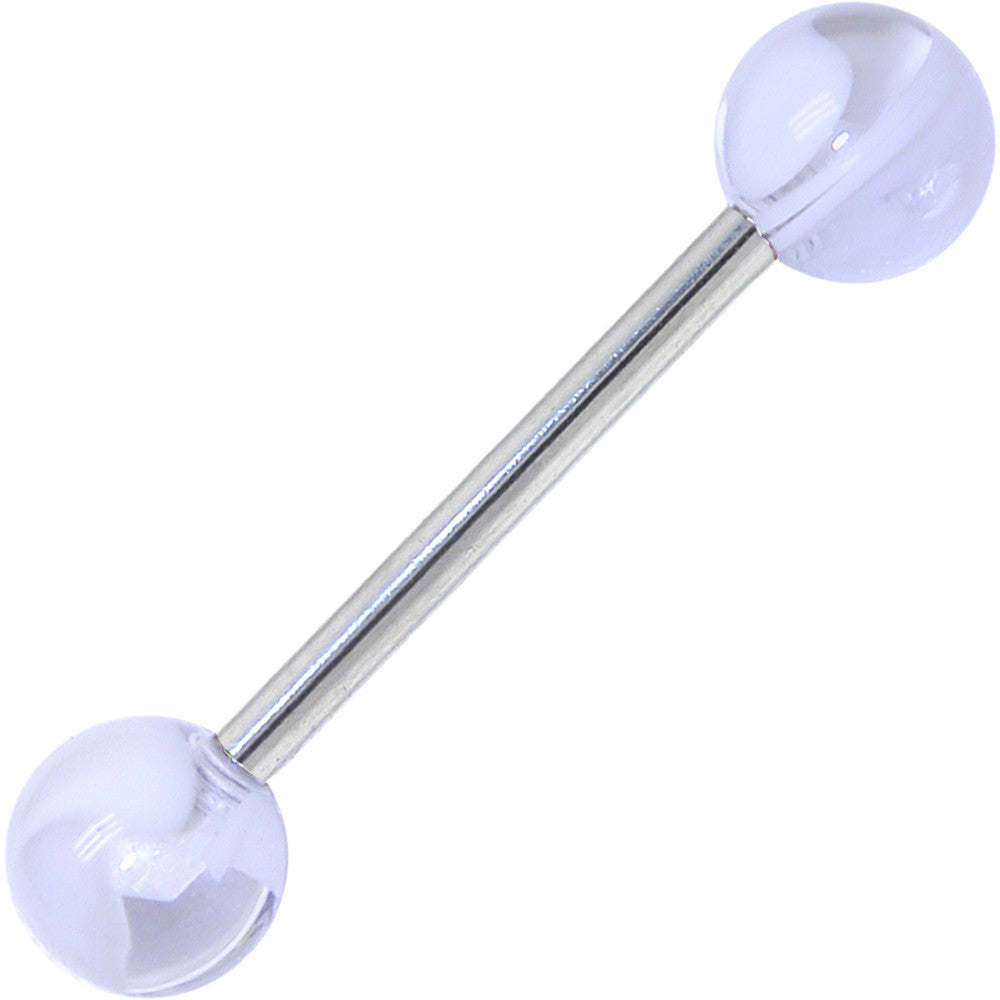 Barbell - Clear MARBLE Tongue Ring Body Jewelry