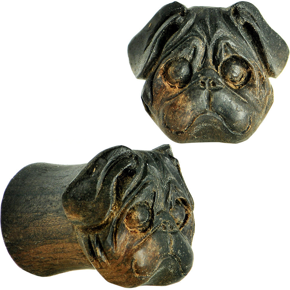 7/16 Organic Areng Wood Pug Hand Carved Plug Set