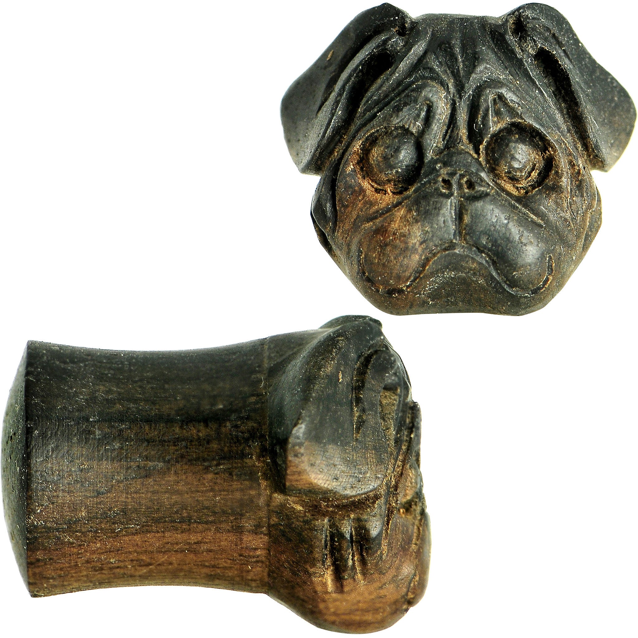 7/16 Organic Areng Wood Pug Hand Carved Plug Set
