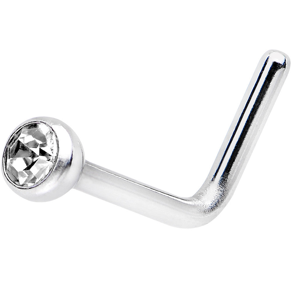 20G Crystal L-Shaped Nose Ring Created with Crystals