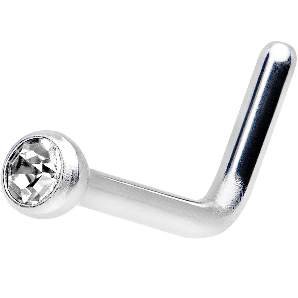 18G Crystal L-Shaped Nose Ring Created with Crystals