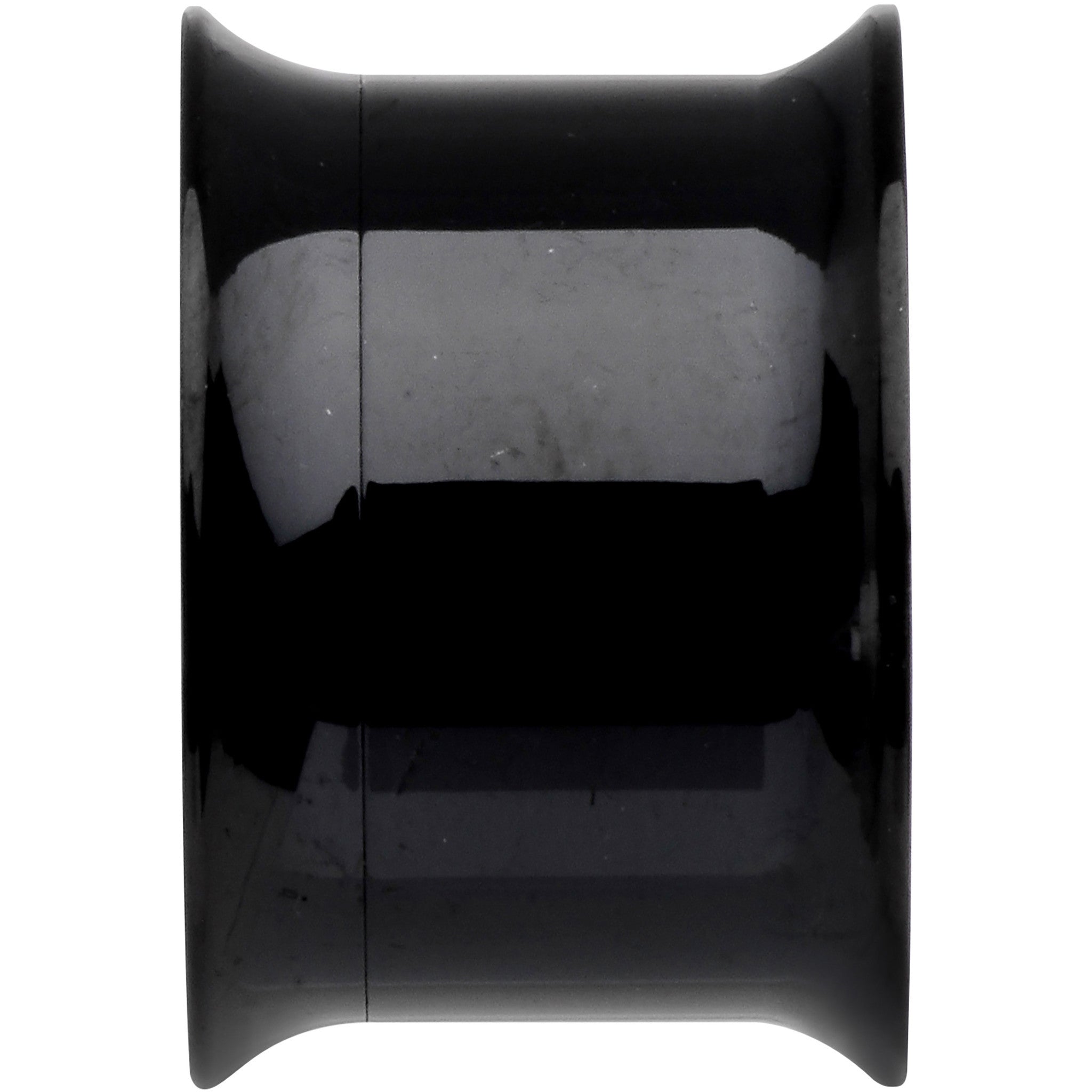 9/16 Black IP Clear CZ Double Flare Screw Fit Tunnel