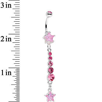 Pink Gem Trailing Stars Dangle Belly Ring
