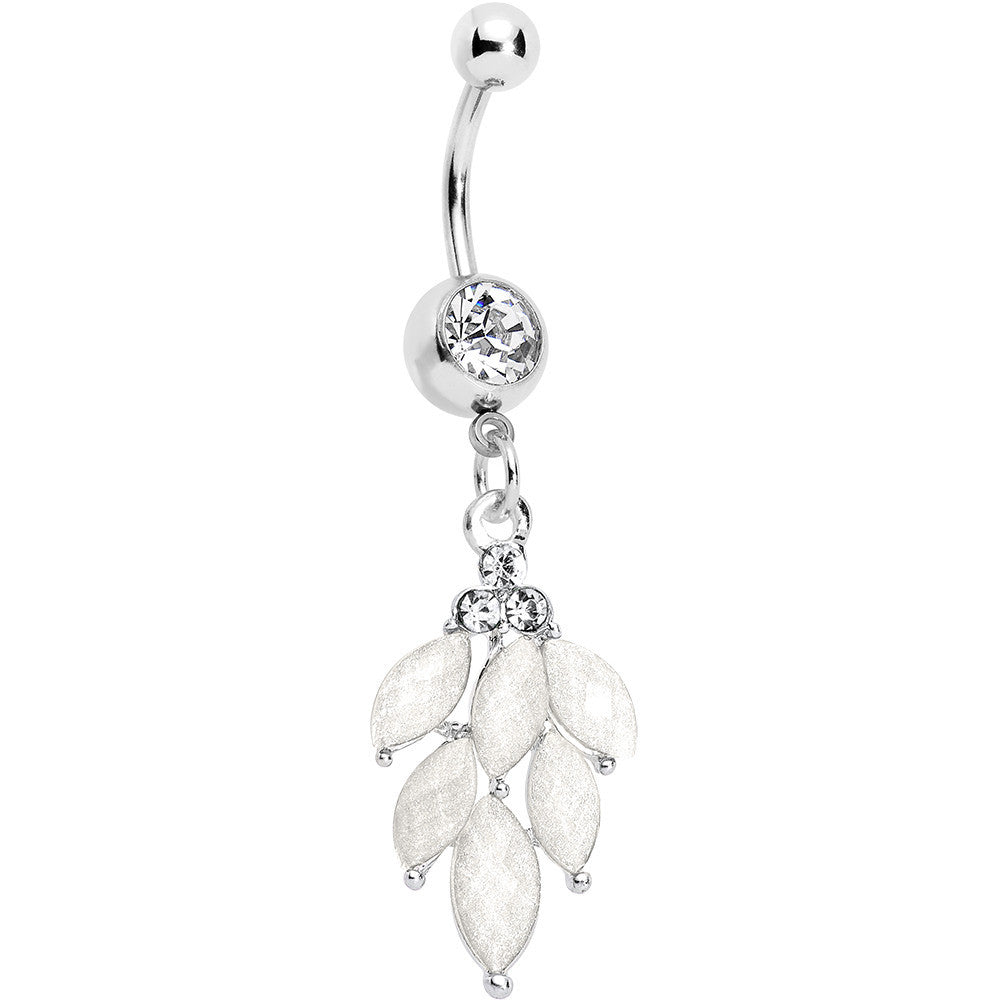 Clear Gem White Elegant Chandlier Dangle Belly Ring