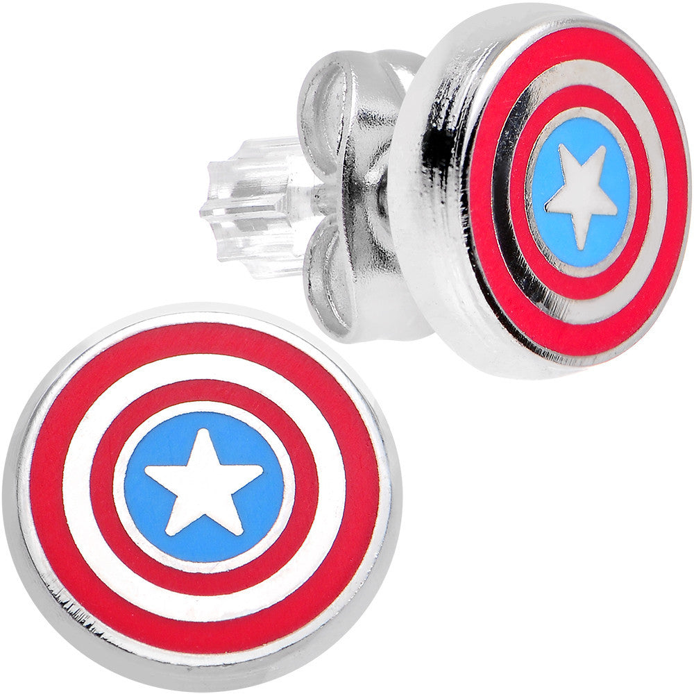 Officially Licensed 316L Stainless Steel Captain America Earrings
