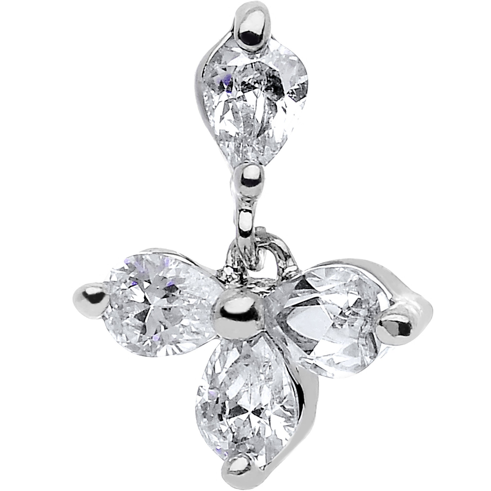 16G 1/4 Clear Cubic Zirconia Dangle Tragus Cartilage Earring