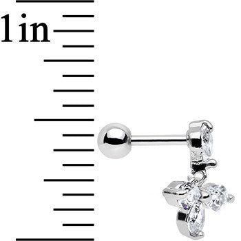 16G 1/4 Clear Cubic Zirconia Dangle Tragus Cartilage Earring