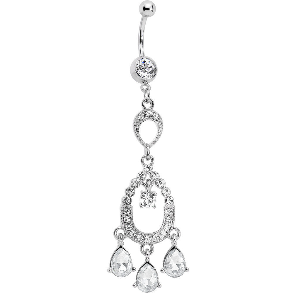 Clear Cubic Zirconia Infinity Hoop Chandelier Belly Ring