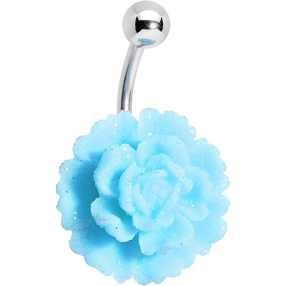 Aqua Gerbera Flower Belly Ring