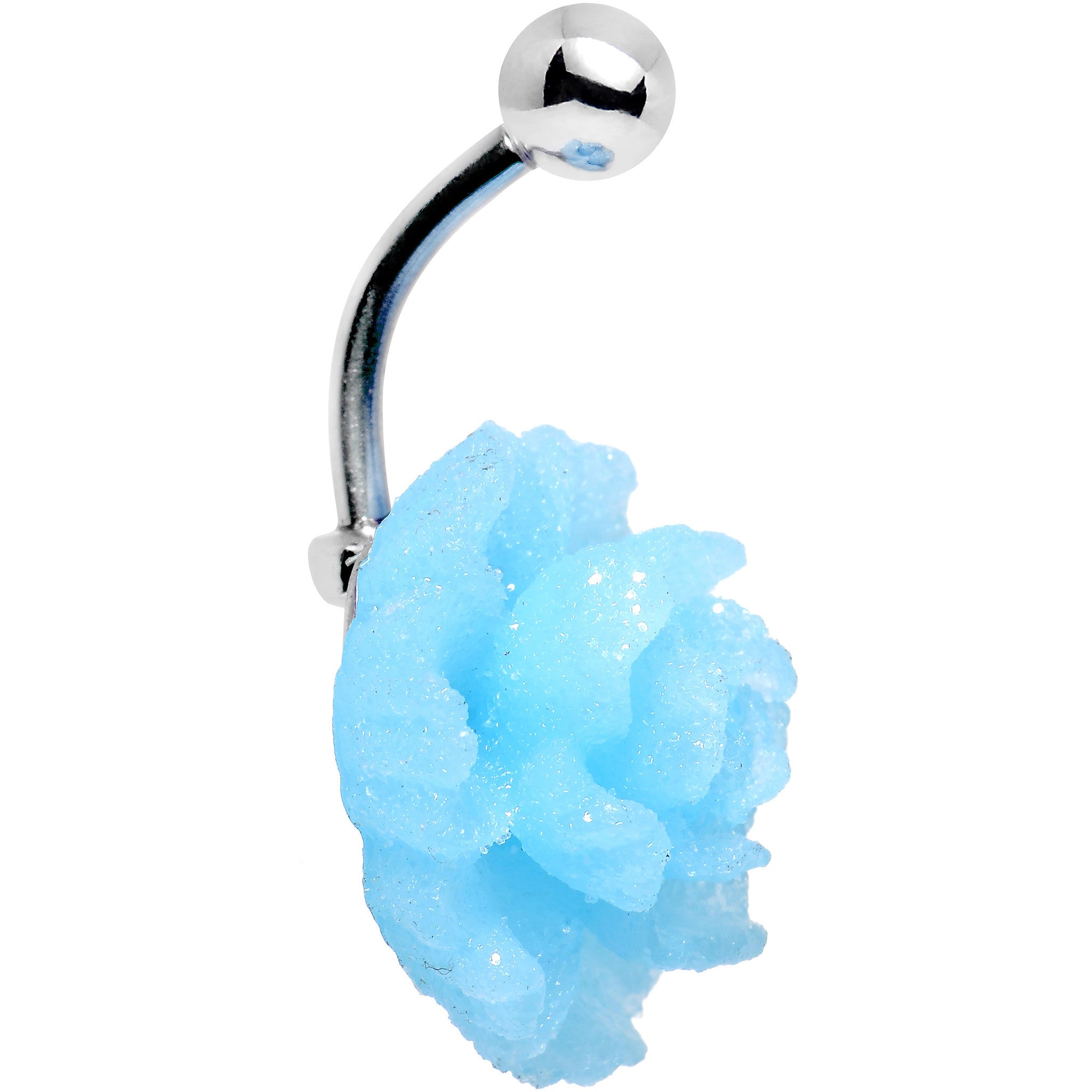Aqua Gerbera Flower Belly Ring