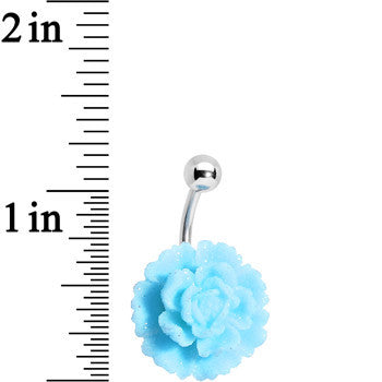 Aqua Gerbera Flower Belly Ring