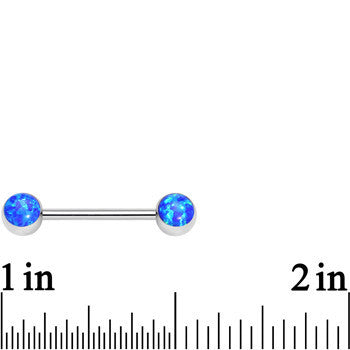 316L Stainless Steel Blue Synthetic Opal Nipple Barbell Set