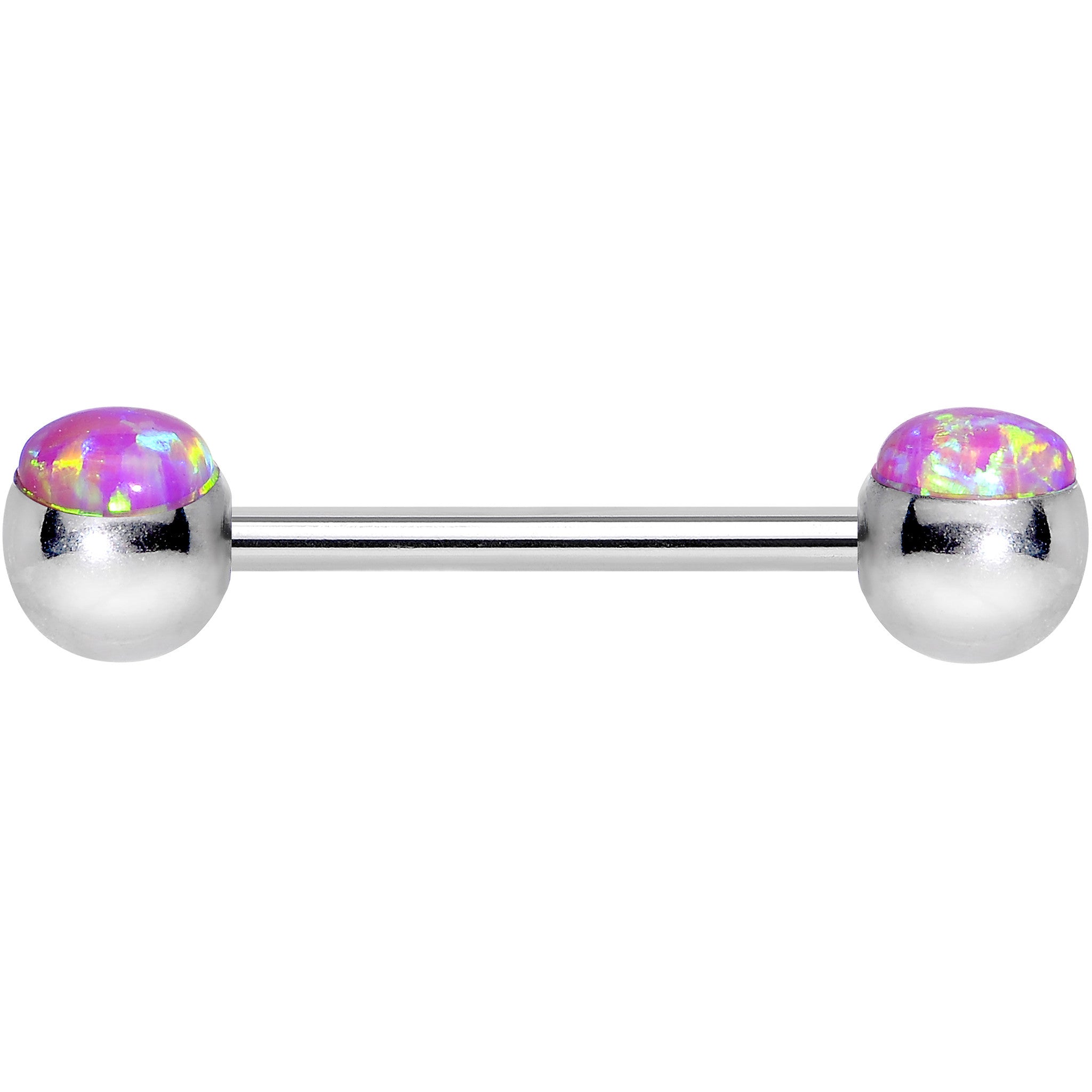 316L Stainless Steel Pink Synthetic Opal Nipple Barbell Set