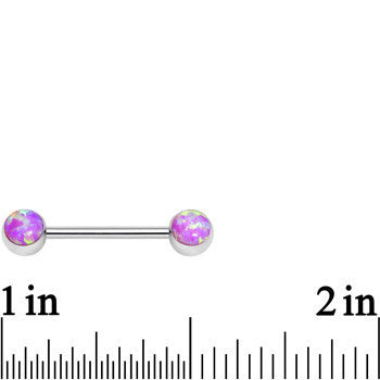 316L Stainless Steel Pink Synthetic Opal Nipple Barbell Set