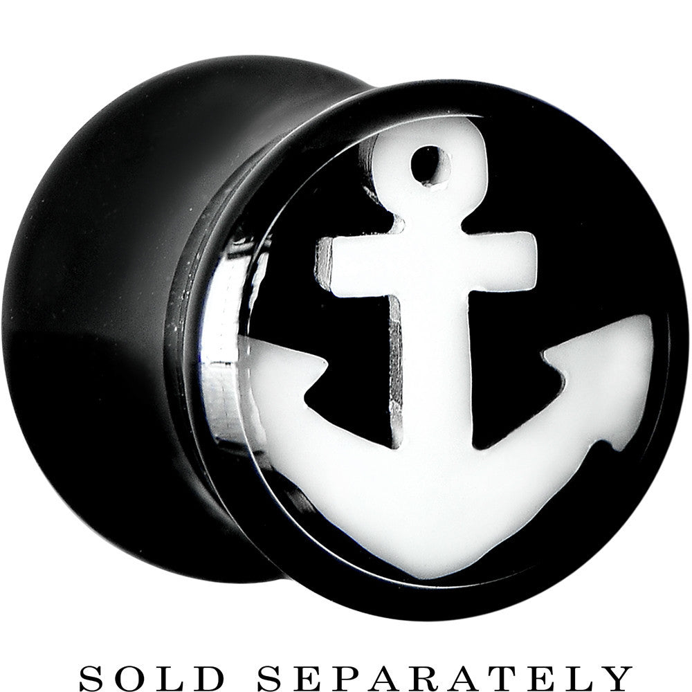 0G Black Acrylic Drop the White Anchor Saddle Plug