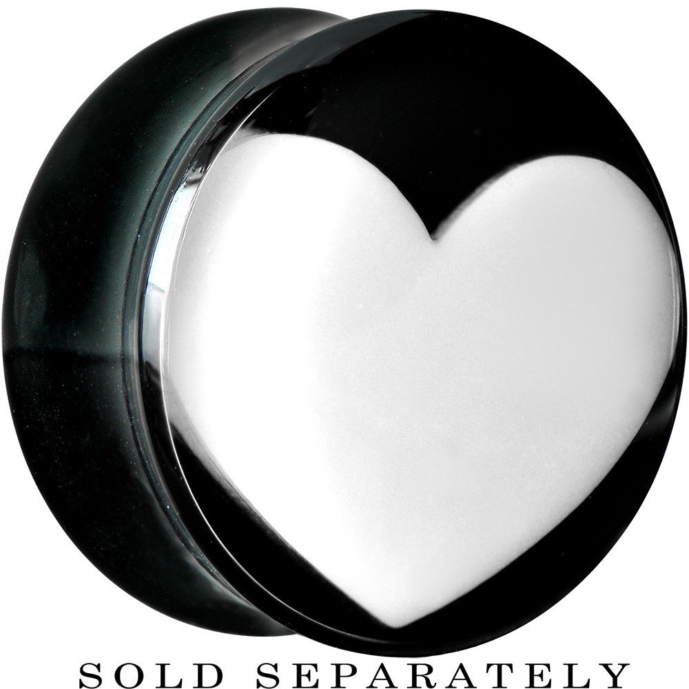 20mm Black Acrylic White Heart Saddle Plug