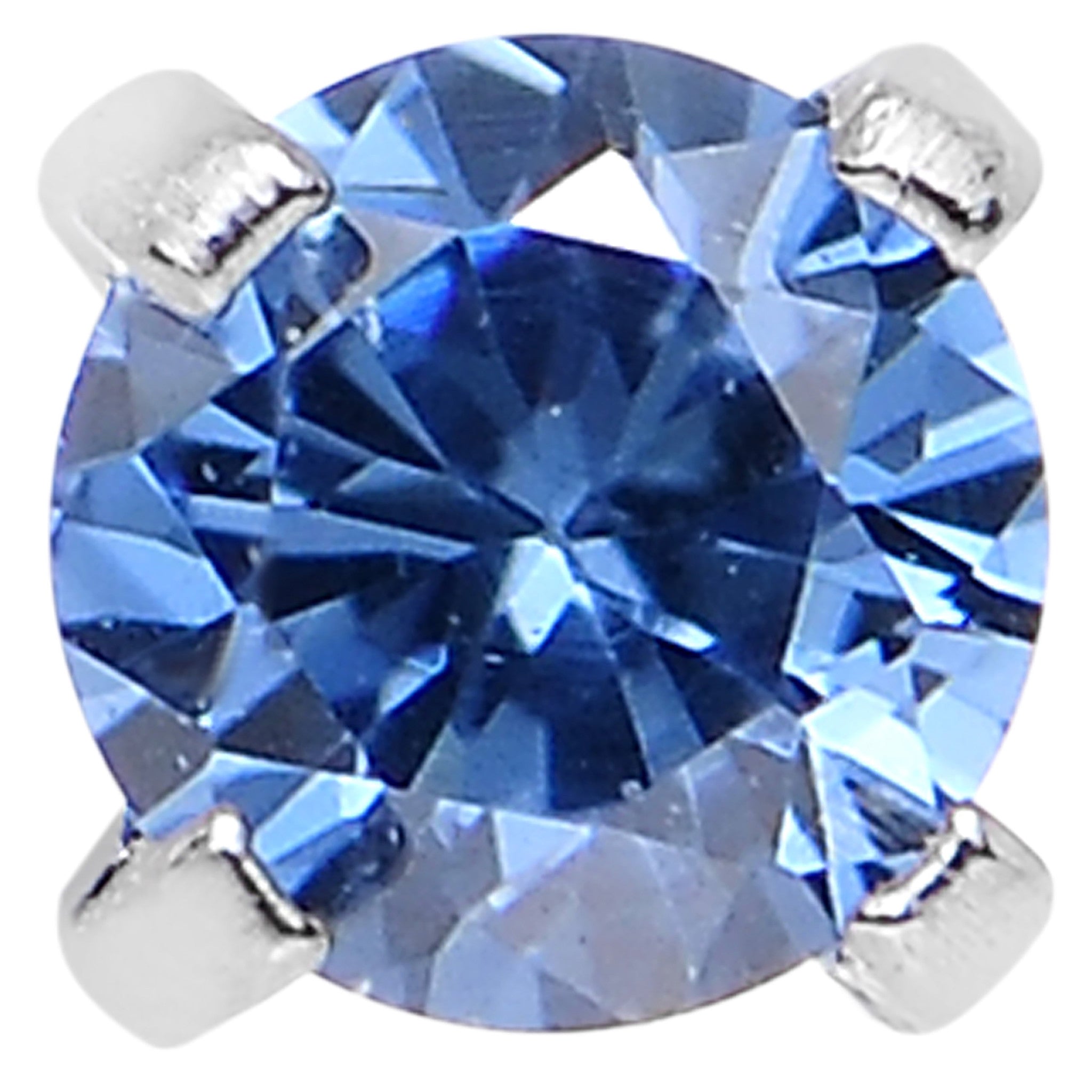 20G 2mm Bright Blue Cubic Zirconia Nose Bone