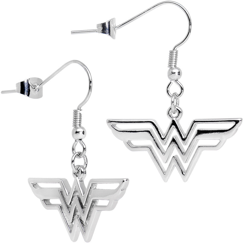 Officially Licensed Stainless Steel Wonder Woman Dangle Earrings