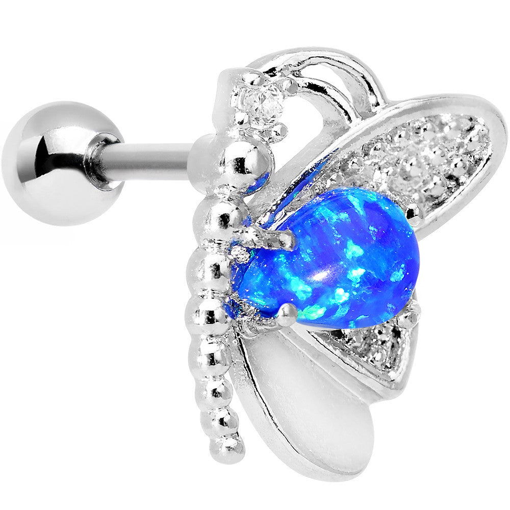 Stainless Steel Blue Faux Opal Butterfly Right Cartilage Earring