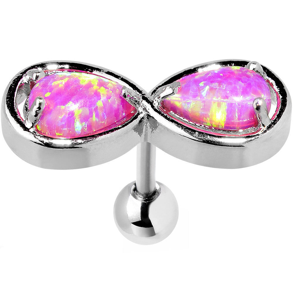 Stainless Steel Pink Faux Opal Infinity Tragus Cartilage Earring