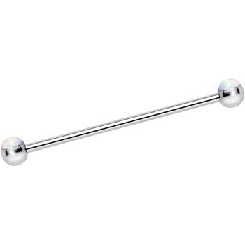 316L Stainless Steel White Faux Opal Industrial Barbell 36mm